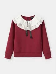 Áo Nỉ Bé Gái 5S Fashion Cổ Bèo Phối Nơ GBANI25005