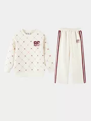 Bộ Nỉ Bé Gái 5S Fashion Họa Tiết Monogram Năng Động GBNI25004