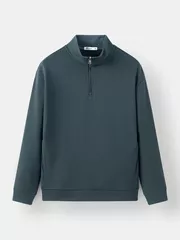 Áo Nỉ Cổ Trụ Khóa Lửng 5S Fashion Trơn Basic Phom Casual BANK24012