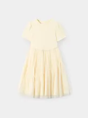 Váy Liền Tay Ngắn Bé Gái 5S Fashion Phối Lưới Phom Regular G0VAY26008