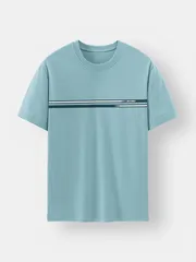 Áo Thun Nam Ngắn Tay 5S Fashion Cotton Phối In Ngang Ngực ATS24020
