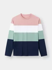 Áo Thun Nam Dài Tay 5S Fashion Sọc Ngang Form Regular Fit ATO23003