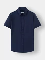 Áo Sơ Mi Nam Ngắn Tay 5S Fashion Màu Tím Than Trơn Slimfit ASC24007