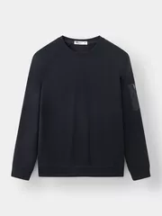 Áo Nỉ Cổ Tròn Tay Raglan Phối Túi Khóa 5S Fashion Regularfit ANO23002