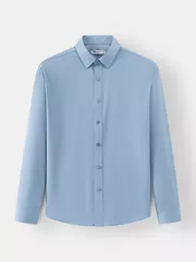 Áo Sơ Mi Nam Màu Xanh Trơn 5S Fashion Phom Regular ASM24028