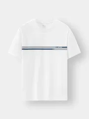 Áo Thun Nam Ngắn Tay 5S Fashion Cotton Phối In Ngang Ngực ATS24020