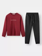 Set Bộ Nỉ Nam Cổ Tròn 5S Fashion In Basic Phom Slimfit MBNI25010