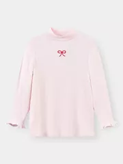 Áo Giữ Nhiệt Bé Gái 5S Fashion Thêu Nơ Cổ 3 Phân G0AGN25003