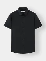 Áo Sơ Mi Nam Ngắn Tay 5S Fashion Màu Đen ASC24006