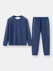 Bộ Nỉ Nam Cổ Tròn 5S Fashion Phối Line Khỏe Khoắn Slimfit BNI24020