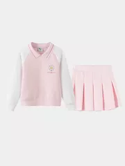 Bộ Nỉ Bé Gái Phối Chân Váy 5S Fashion Cổ Polo Dễ Thương GBNCV25002