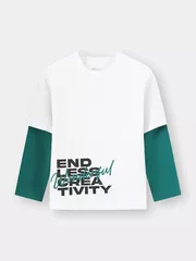 Áo Thun Bé Trai 5S Fashion Tay Phối Layer Phom Slimfit B0ATH25001