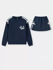 Set Bộ Nỉ Chân Váy Bé Gái 5S Fashion Phối Nơ Dễ Thương GBNCV25001