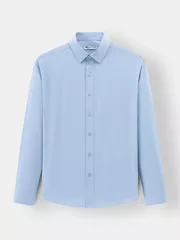 Áo Sơ Mi Nam Dài Tay 5S Fashion Màu Xanh Slimfit ASM24082