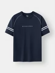 Áo Thun Nam Ngắn Tay 5S Fashion Tay Raglan Phối Kẻ ATS25009