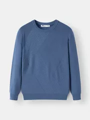 Áo Len Nam Họa Tiết Dệt Trơn Cổ Tròn 5S Fashion ALE24008