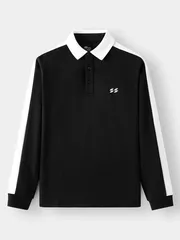 Áo Polo Nam Cotton Dài Tay Can Phối 5S Fashion Phom Slimfit APD24002