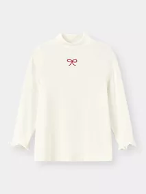 Áo Giữ Nhiệt Bé Gái 5S Fashion Thêu Nơ Cổ 3 Phân G0AGN25003