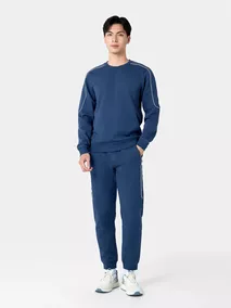 Bộ Nỉ Nam Cổ Tròn 5S Fashion Phối Line Khỏe Khoắn Slimfit BNI24020