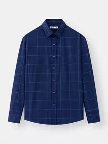 Áo Sơ Mi Nam Dài Tay 5S Fashion Dệt Kẻ Ô Regular ASM24005