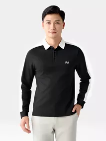 Áo Polo Nam Cotton Dài Tay Can Phối 5S Fashion Phom Slimfit APD24002