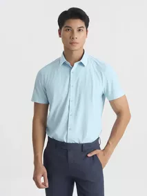Áo Sơ Mi Nam Ngắn Tay 5S Fashion Kẻ Sọc Slimfit ASC25003