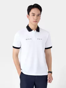Áo Polo Nam 5S Fashion Phối Cổ In Chữ Phom Slimfit APC25122