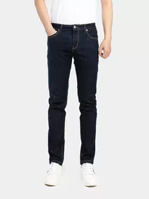 Quần Jean Nam 5S Fashion Màu Xanh Đen Trơn Phom Slimfit QBD22002
