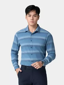 Áo Sơ Mi Nam Dài Tay Kẻ Ngang 5S Fashion Slimfit ASM24015