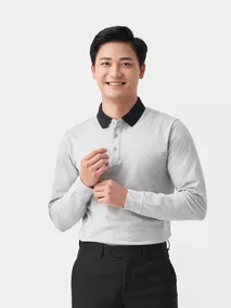 Áo Polo Dài Tay 5S Fashion Cổ Phối Màu Slimfit APD23600