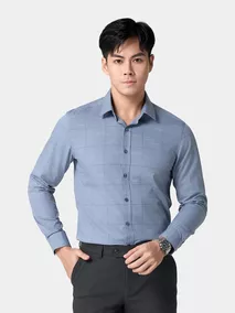 Áo Sơ Mi Nam Dài Tay Kẻ Ô 5S Fashion Slimfit ASM24012
