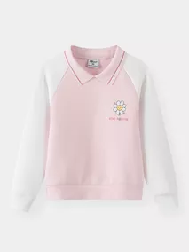 Áo Polo Bé Gái Chất Nỉ 5S Fashion Tay Raglan In Dễ Thương GBANI25002