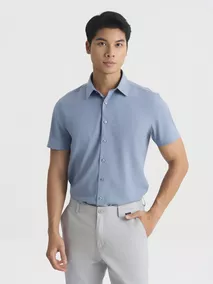 Áo Sơ Mi Nam 5S Fashion Dệt Hiệu Ứng Basic Phom Smart fit ASC25031