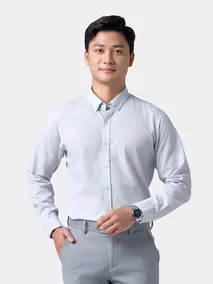 Áo Sơ Mi Nam Dài Tay Dệt Kẻ Ô Phom Casual Fit ASM24054