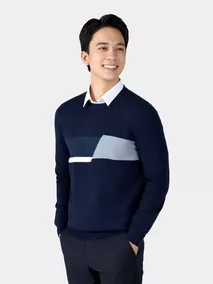 Áo Len Nam 5S Fashion Dệt Họa Tiết Slimfit ALE24010