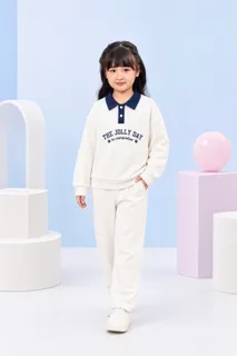 Set Bộ Nỉ Bé Gái 5S FASHION Cổ Polo Phối, In Hình Dễ Thương GBNI26043