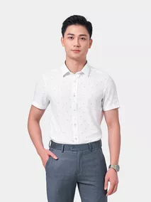 Áo Sơ Mi Nam Ngắn Tay 5S Fashion Họa Tiết ASC24078