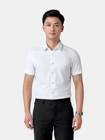 Áo Sơ Mi Nam Ngắn Tay 5S Fashion Trắng Dệt Jacquard ASC24075