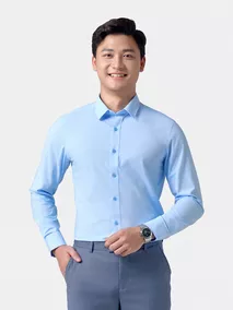 Áo Sơ Mi Nam Dài Tay 5S Fashion Xanh Aqua Slimfit ASM24211
