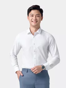 Áo Sơ Mi Nam Dài Tay 5S Fashion Màu Trắng Trơn Phom Slimfit ASM24207