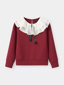 Áo Nỉ Bé Gái 5S Fashion Cổ Bèo Phối Nơ GBANI25005