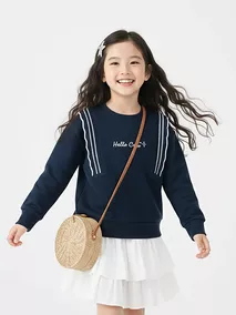 Áo Nỉ Bé Gái 5S Fashion Phối Bèo Dễ Thương Phom Regular G0ANI25001