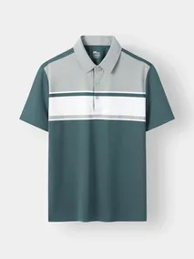 Áo Polo Nam 5S Fashion Can Phối Kẻ Ngang Phom Regular M0APC26089