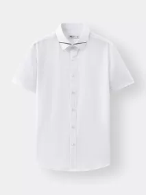 Áo Sơ Mi Nam Ngắn Tay 5S Fashion Thêu Cổ Phom Slimfit ASC25012