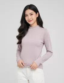 Áo Giữ Nhiệt Nữ HEAT-TECH Extra-warm 5S FASHION Cổ 3 Phân Lót Bông Nỉ W0AGN25011