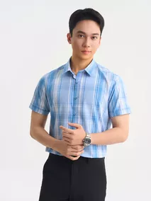 Áo Sơ Mi Nam Cộc Tay 5S Fashion Kẻ Caro Phom Slimfit ASC25015