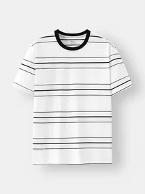 Áo Thun Nam Ngắn Tay 5S Fashion Kẻ Ngang Casual ATS25050