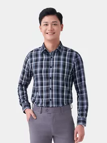 Áo Sơ Mi Nam Tay Dài 5S Fashion Kẻ Caro Regular SMD23204