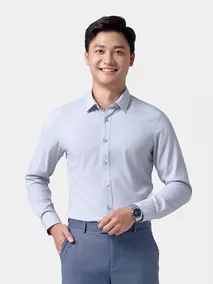 Áo Sơ Mi Nam Dài Tay 5S Fashion Trơn Basic Slimfit ASM24186