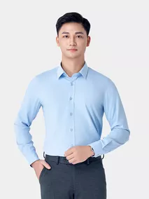 Áo Sơ Mi Nam Dài Tay 5S Fashion Màu Xanh Slimfit ASM24082